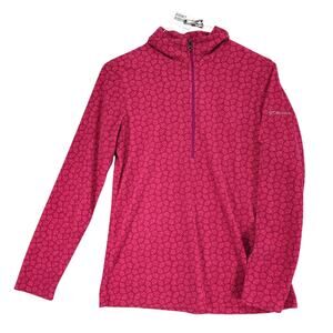 Columbia Women's M Fleece 1/4 Zip Jacket, Pink Geometric Pattern, Lightweight